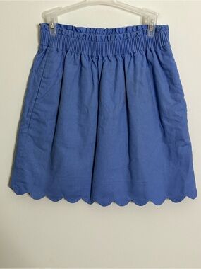 {J by JCrew}-Size 2-Blue Scalloped Hem Elastic Waist Skirt